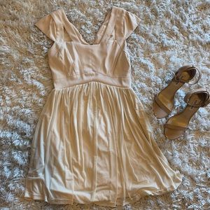 Nude Mini Dress with Cap Sleeves